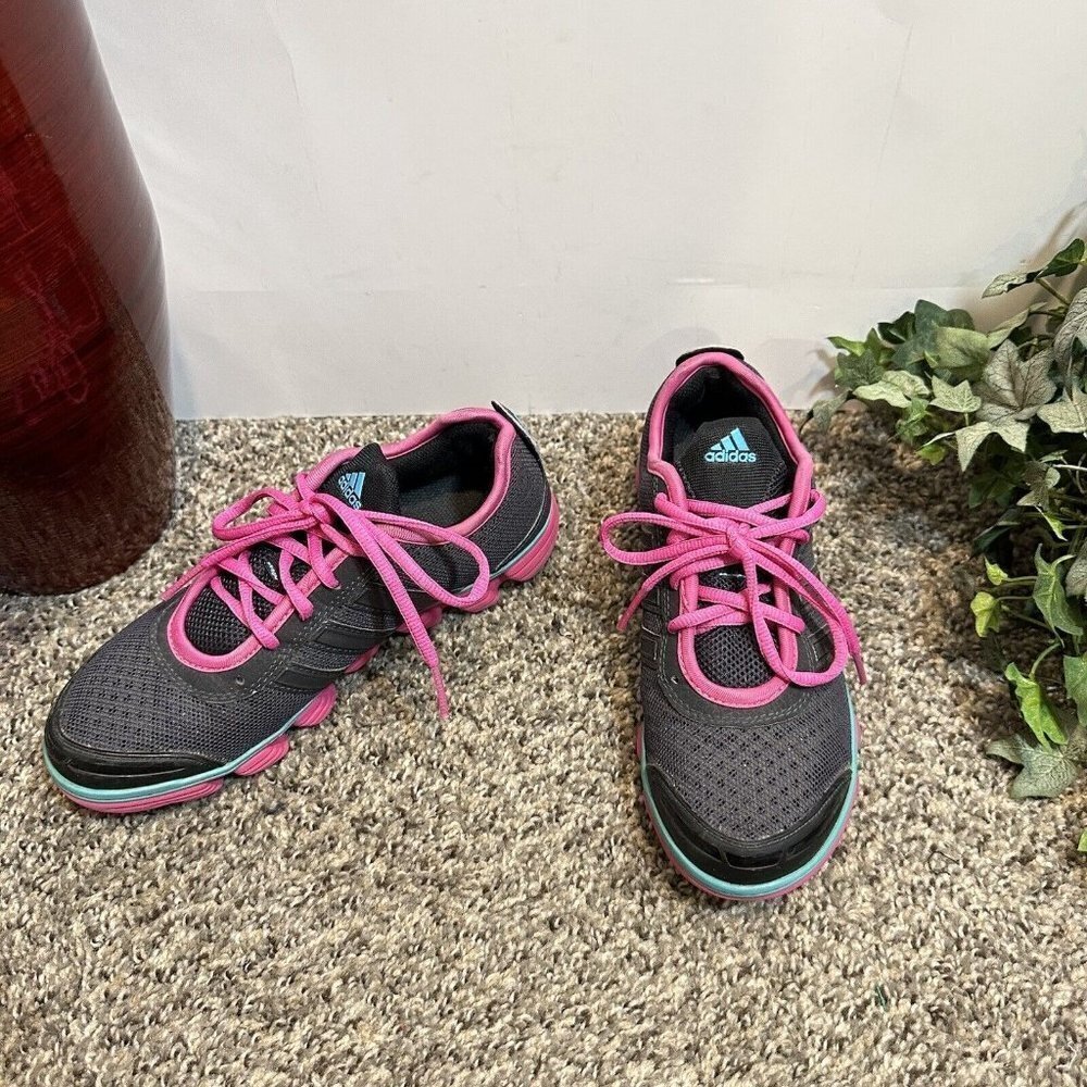 adidas Women's Gray Athletic Sneakers with Pink Accents